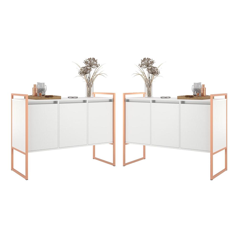 Armario Industrial 3 Portas Balso Conjunto 2 Peças - Branco Cobre