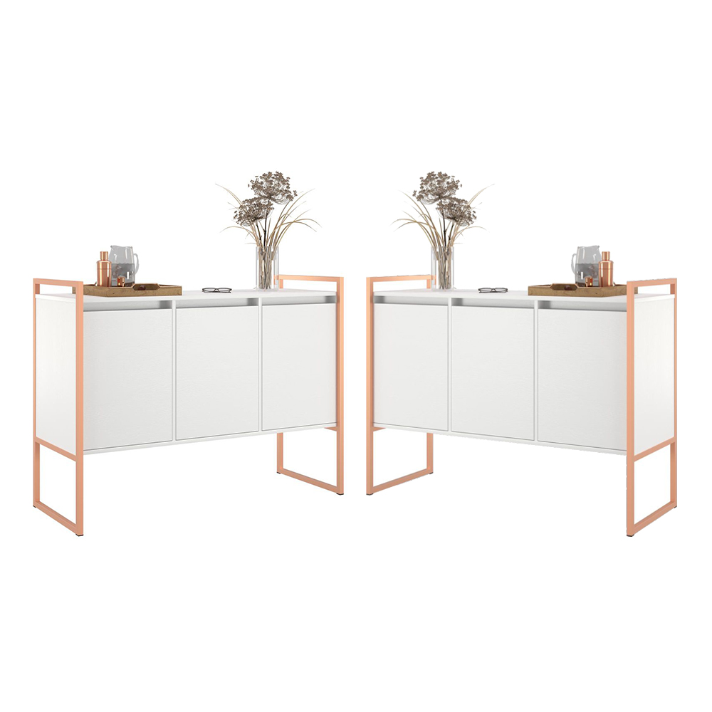Armario Industrial 3 Portas Balso Conjunto 2 Peças - Branco Cobre