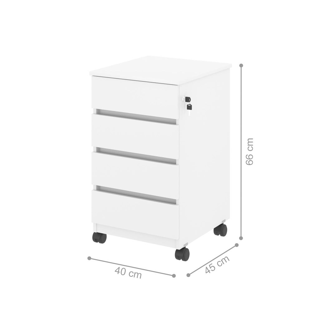 Arquivo com 4 Gavetas Verbena Branco