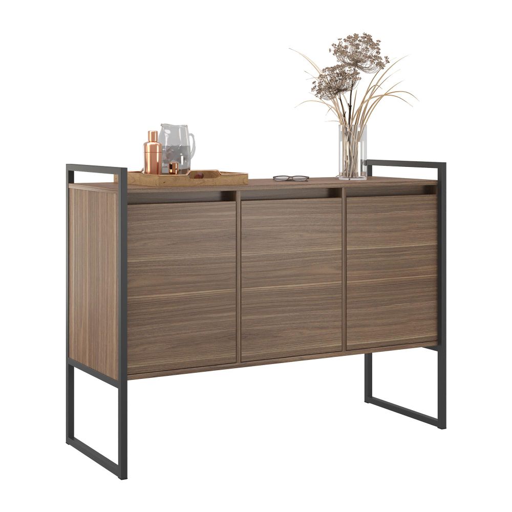 Balcão Buffet Aparador Industrial 3 Portas - Marrom Affara