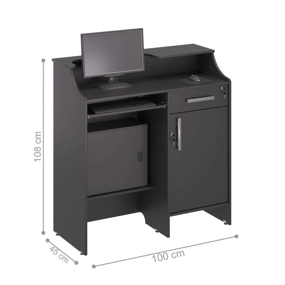 Balcao Caixa Stamp com Gaveta Preto Onix