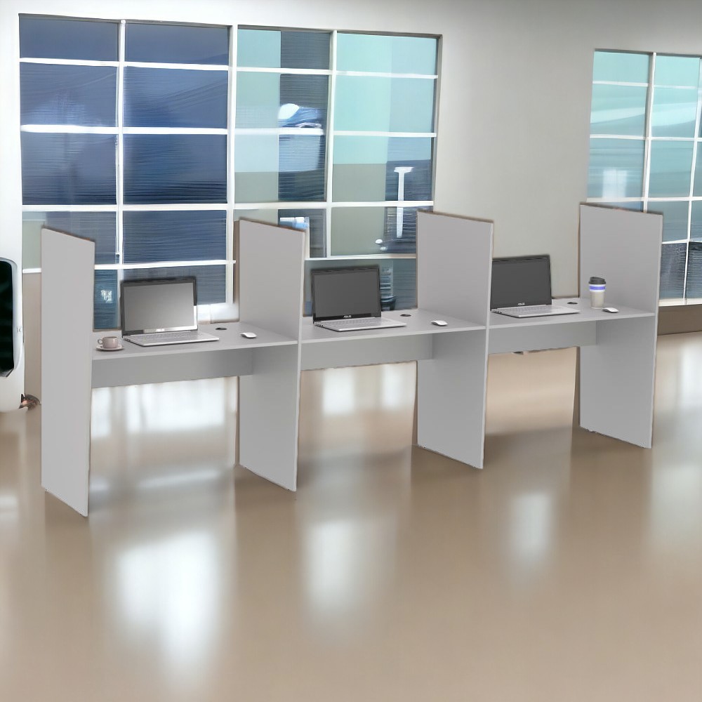 Balcao de Atendimento 3 Lugar Mixer Cinza