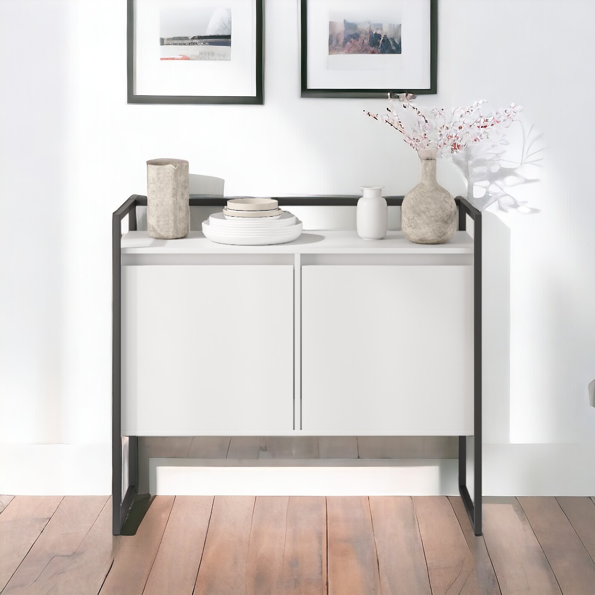 Buffet Industrial 2 Portas SP Branco Preto