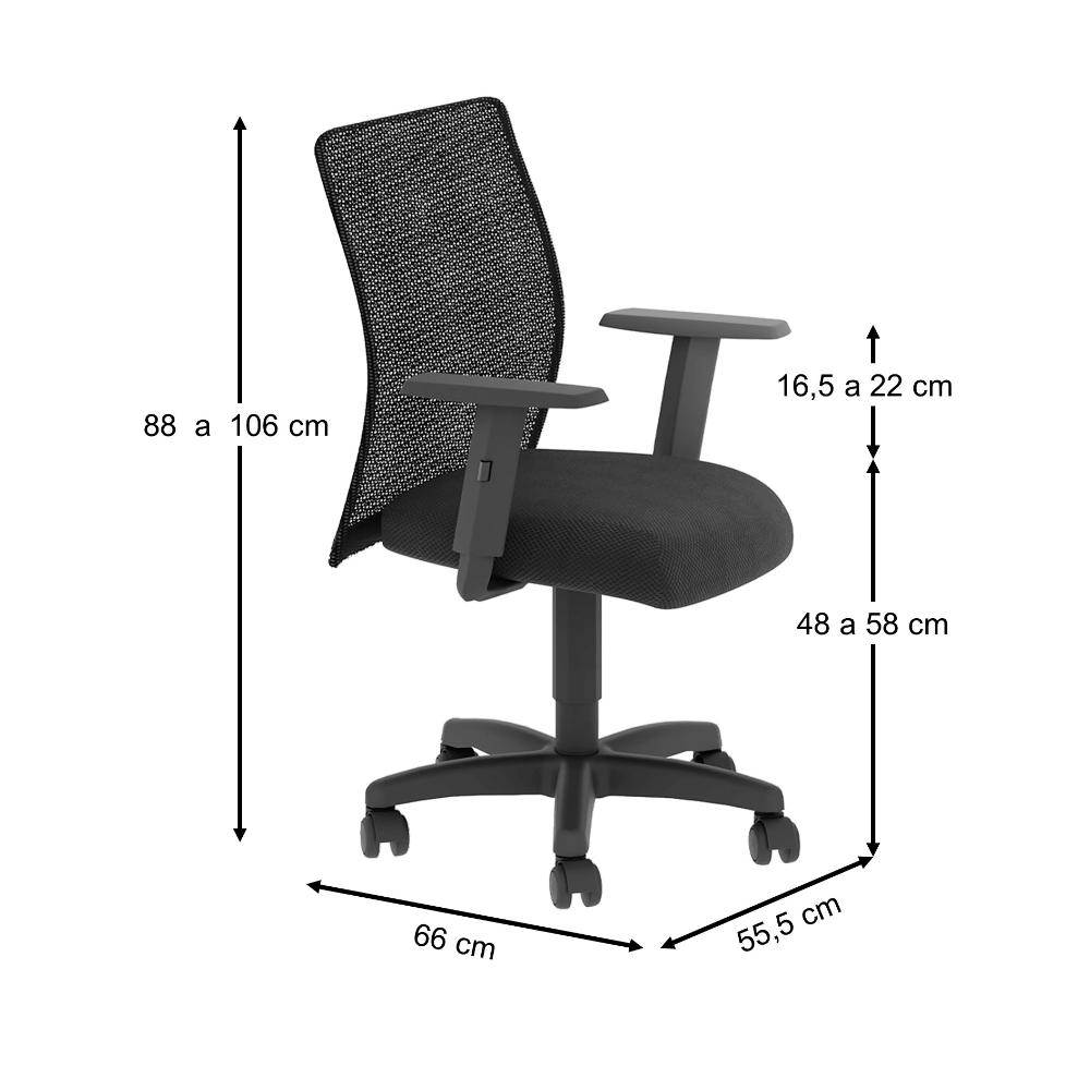 Conjunto 3 Cadeiras Executivas Class New Giratória Six Preta