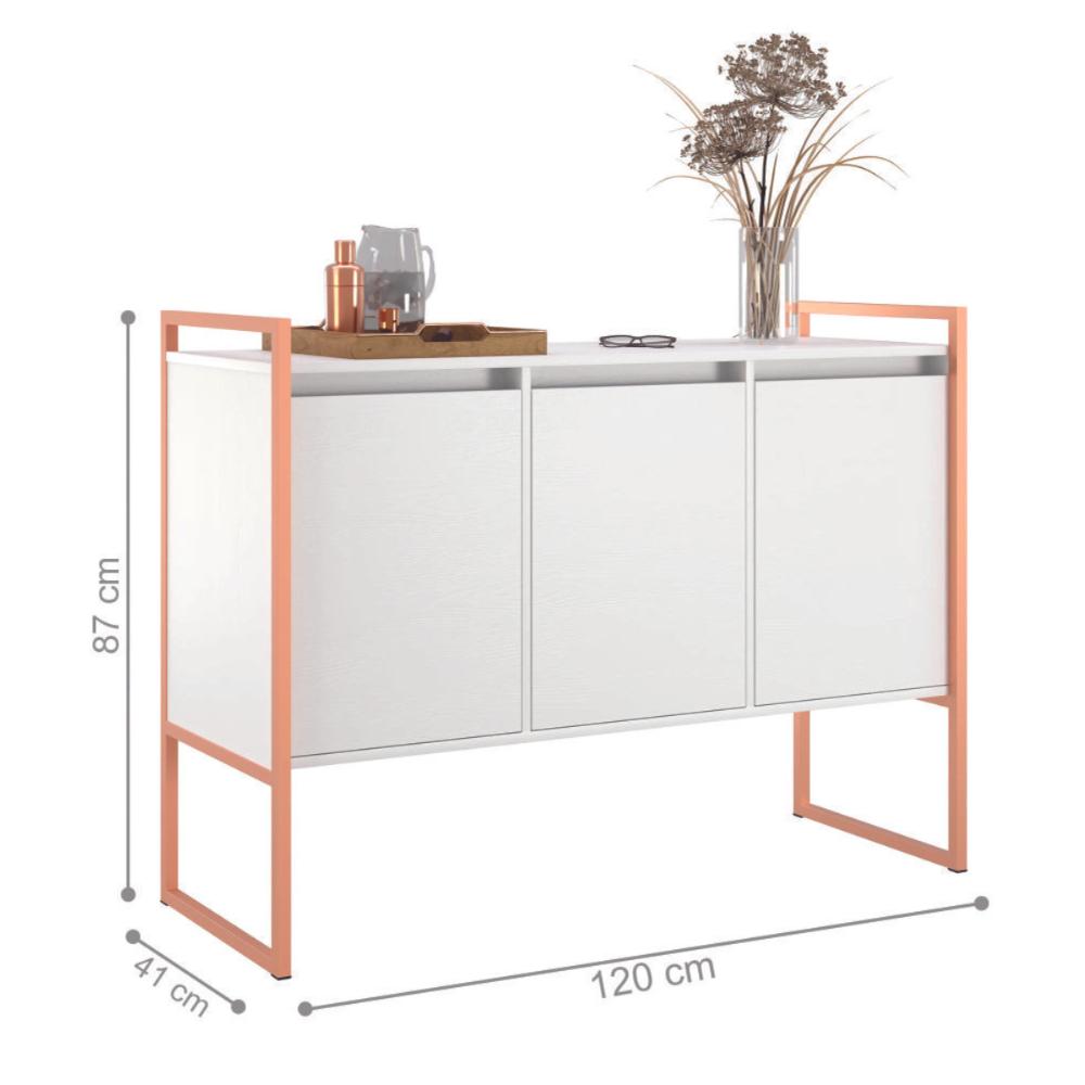 Conjunto Aparador Industrial 2 e 3 portas Branco Cobre