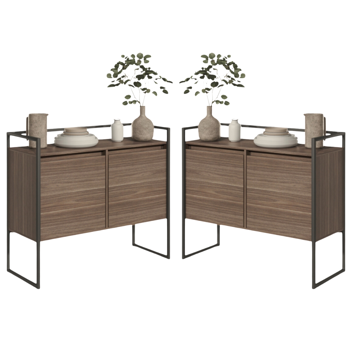 Conjunto Buffet Aparador Industrial 2 Portas Affara