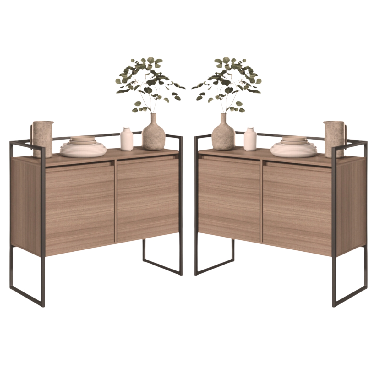 Conjunto Buffet Aparador Industrial 2 Portas Montana