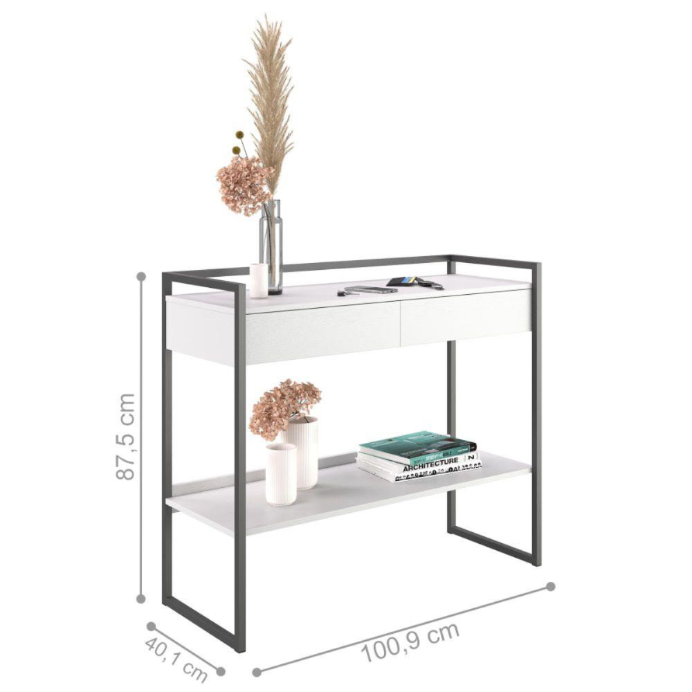 Conjunto Buffet Compacto e Aparador Industrial Branco Preto