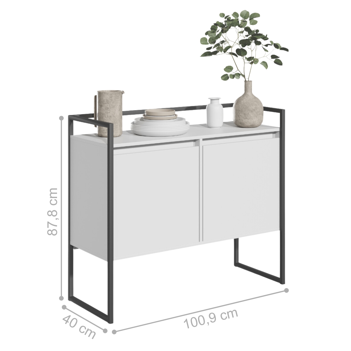 Conjunto Buffet Industrial 2 e 3 portas Branco Preto