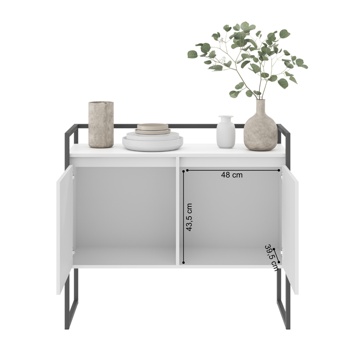 Conjunto Buffet Industrial 2 e 3 portas Branco Preto