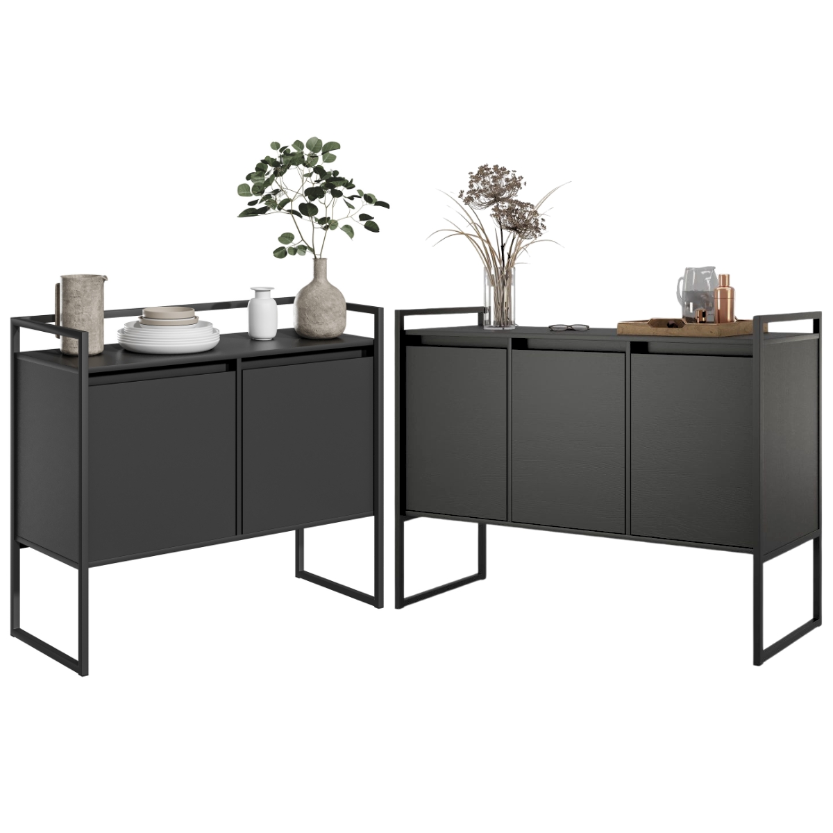Conjunto Buffet Industrial 2 e 3 portas Preto