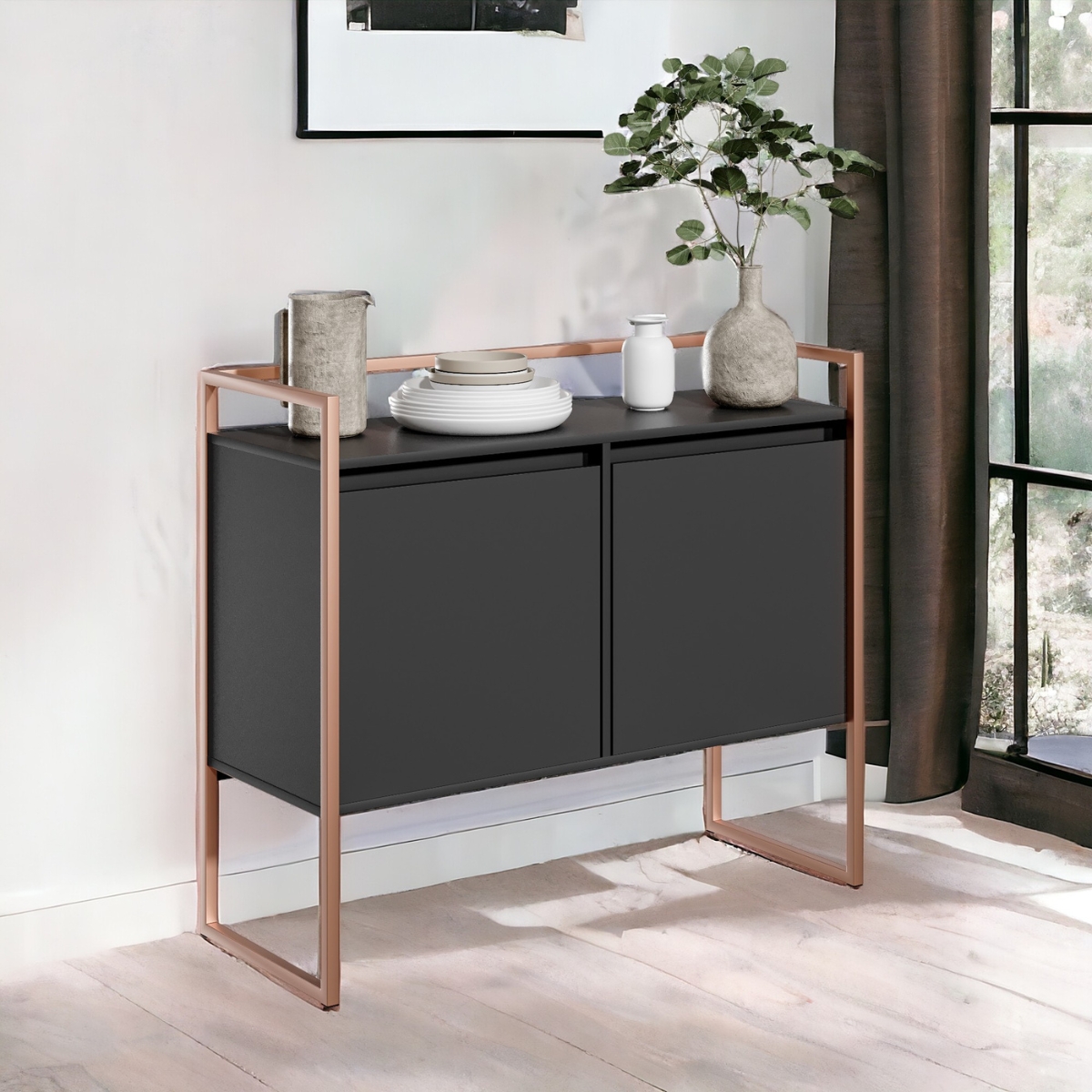 Conjunto Buffet Industrial 2 e 3 portas Preto Cobre