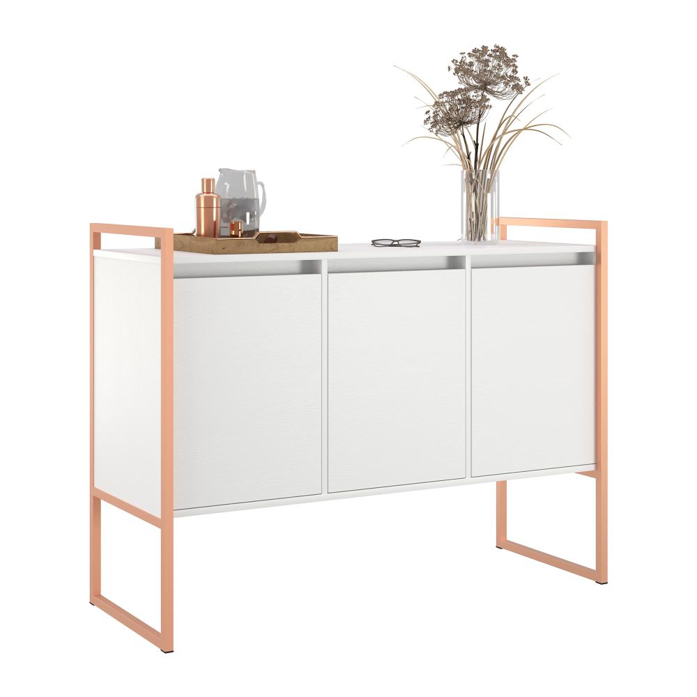 Conjunto Buffet e Aparador Industrial Branco Cobre