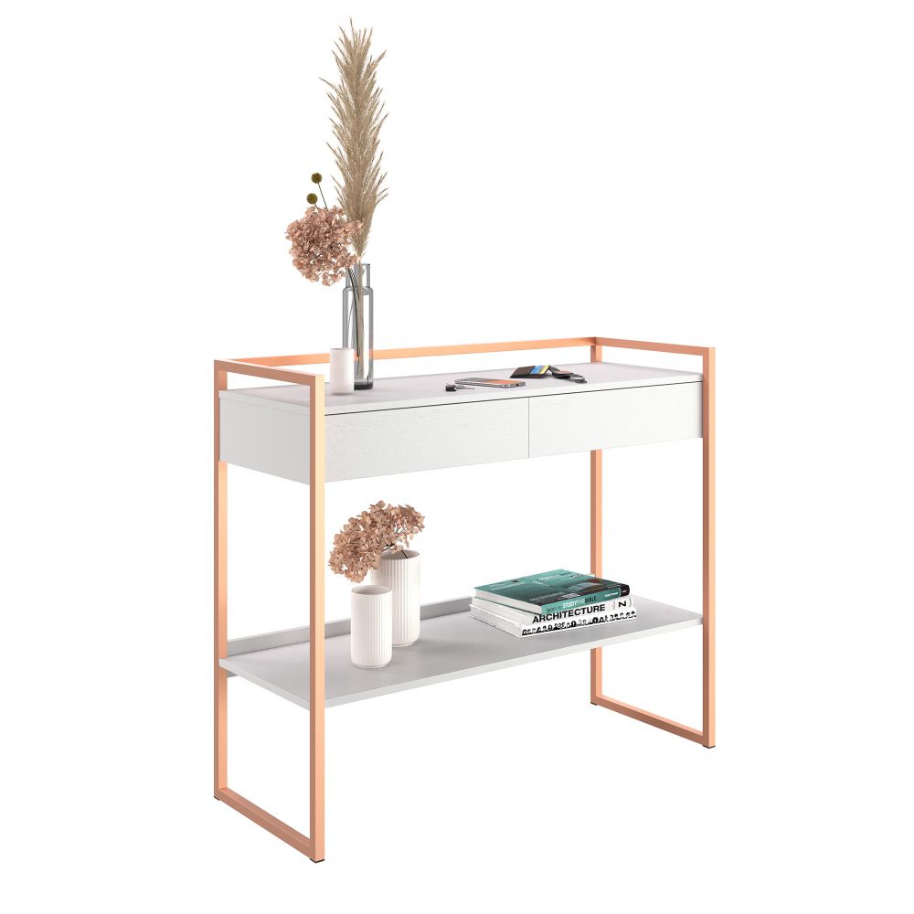 Conjunto Buffet e Aparador Industrial Branco Cobre
