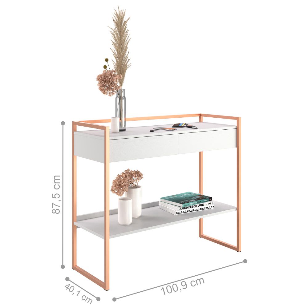 Conjunto Buffet e Aparador Industrial Branco Cobre