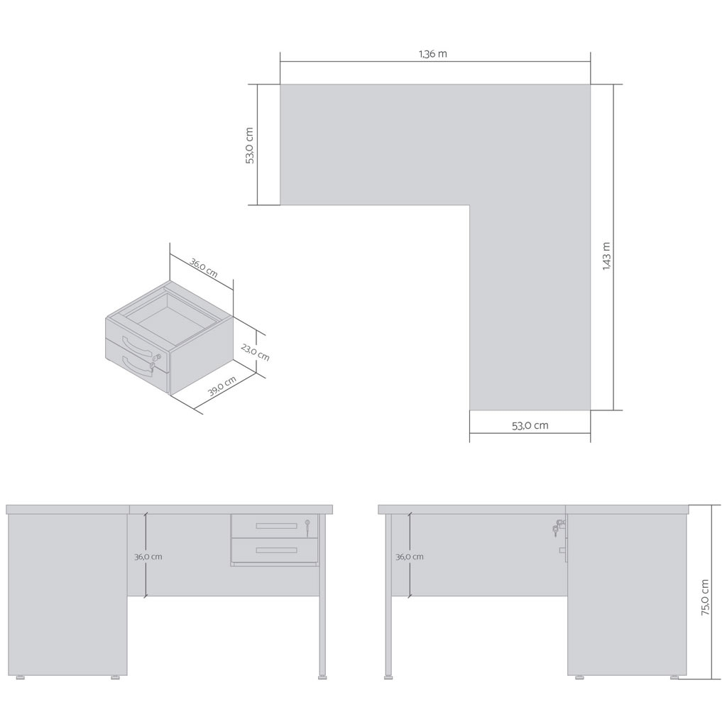 Conjunto Mesa Escritório Lisboa Montana
