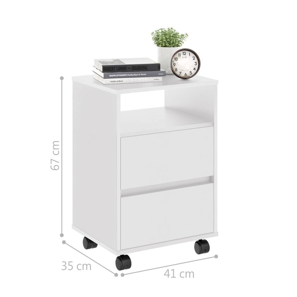 Conjunto Mesa de Cabeceira com Rodízios Nadi Branco