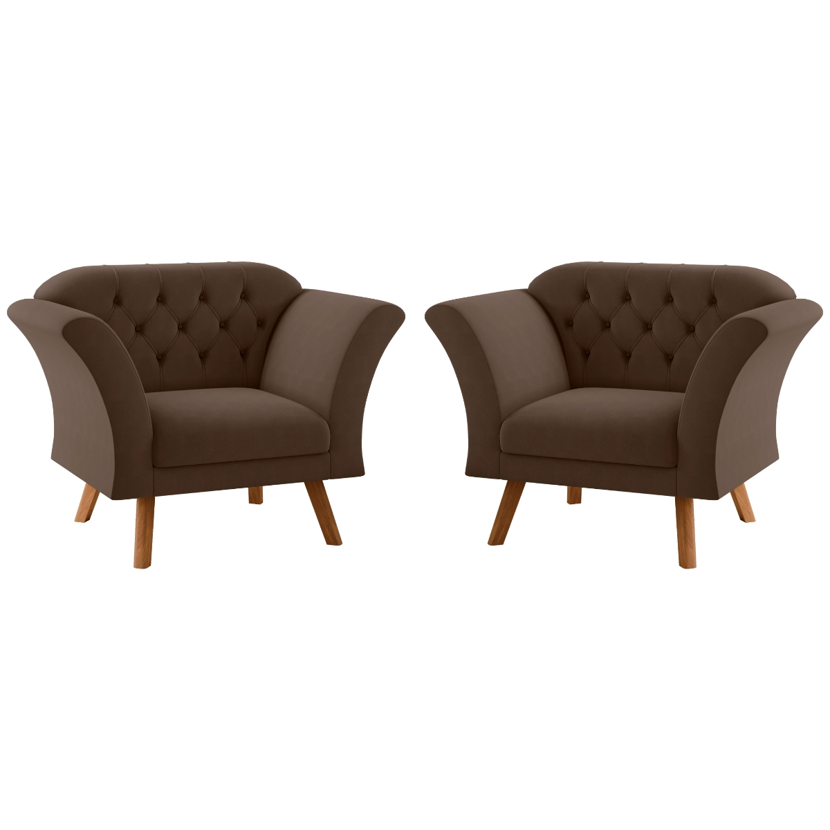 Conjunto Poltrona Decorativa Roseira Inca Marrom