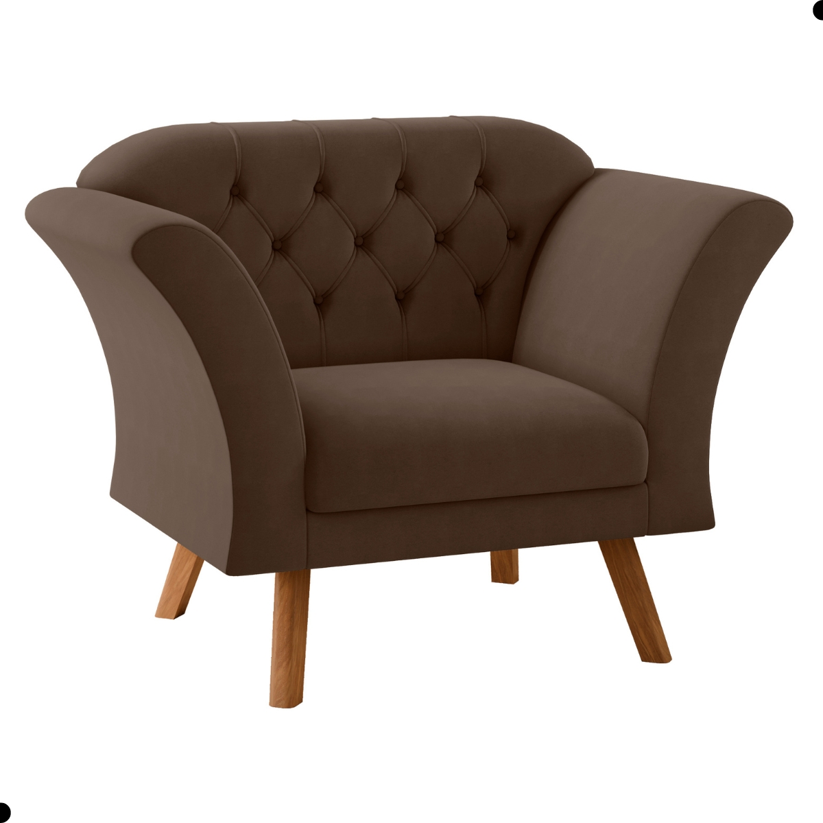 Conjunto Poltrona Decorativa Roseira Inca Marrom