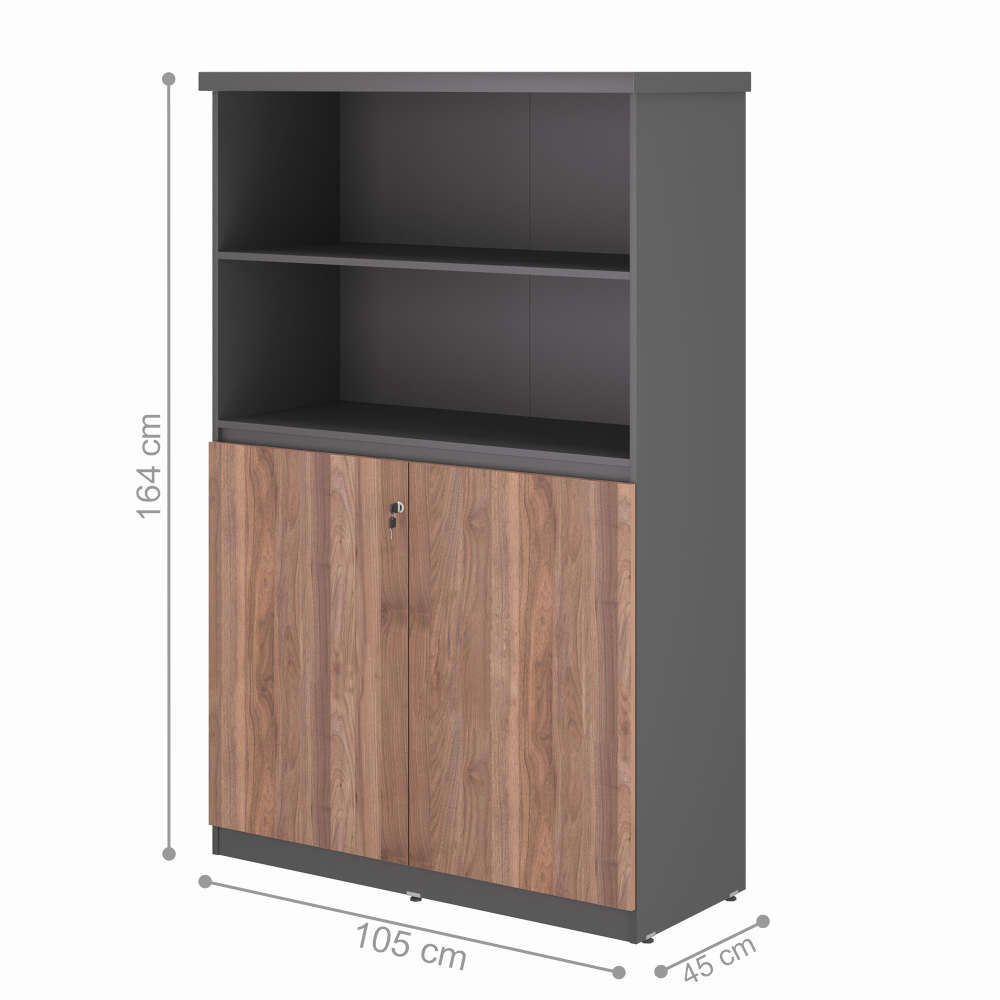 Escrivaninha 1200 com Estante Brunei Noce Preto