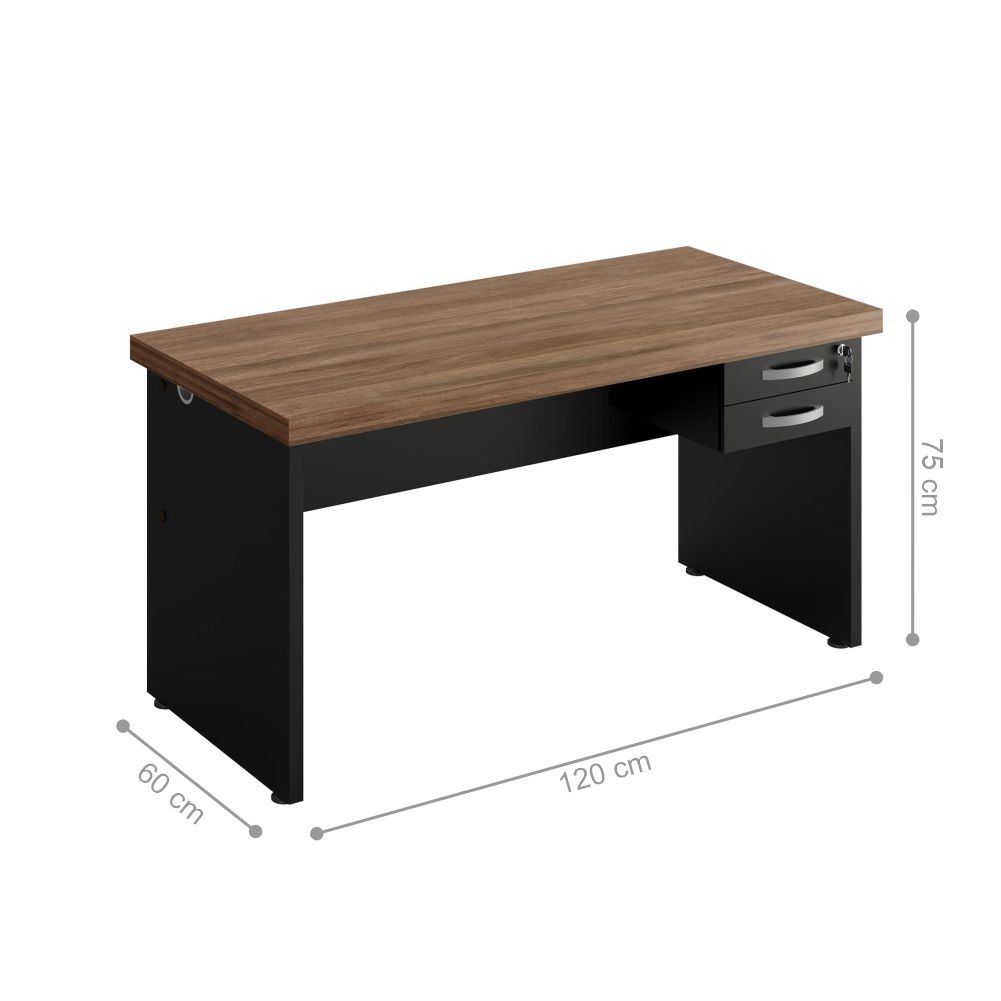 Escrivaninha 2 Gavetas Cerfir Noce Preto