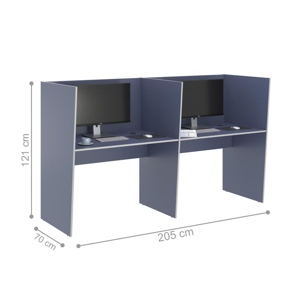 Escrivaninha Office 2 Lugares Letonia Azul