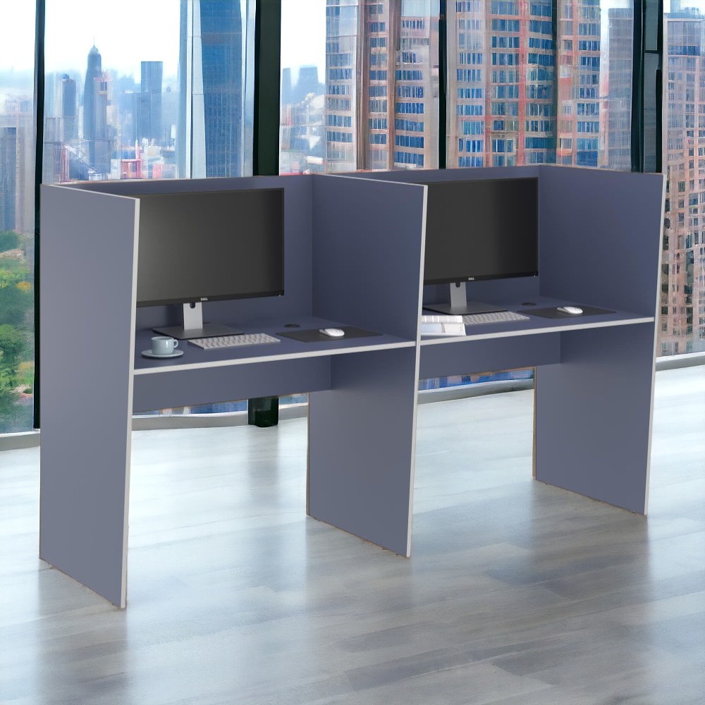 Escrivaninha Office 2 Lugares Letonia Azul