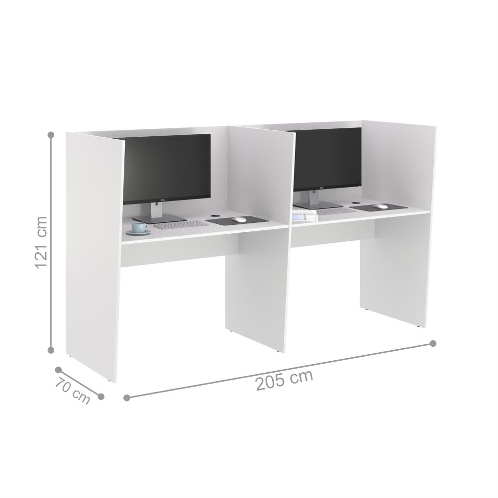 Escrivaninha Office 2 Lugares Letonia Branco