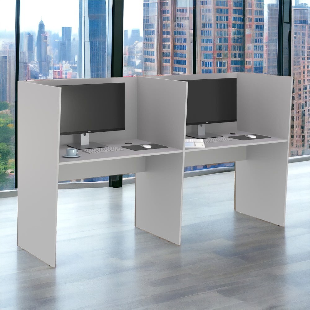 Escrivaninha Office 2 Lugares Letonia Cinza