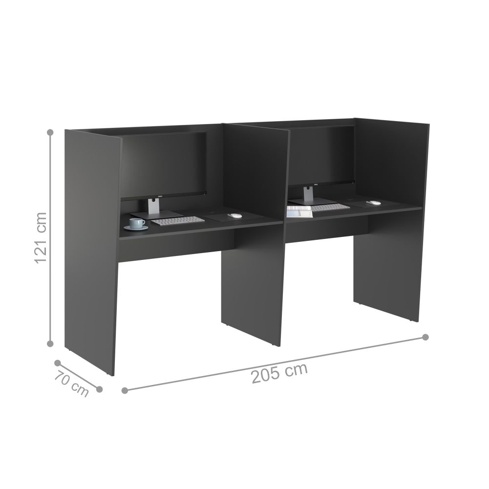 Escrivaninha Office 2 Lugares Letonia Preto Onix