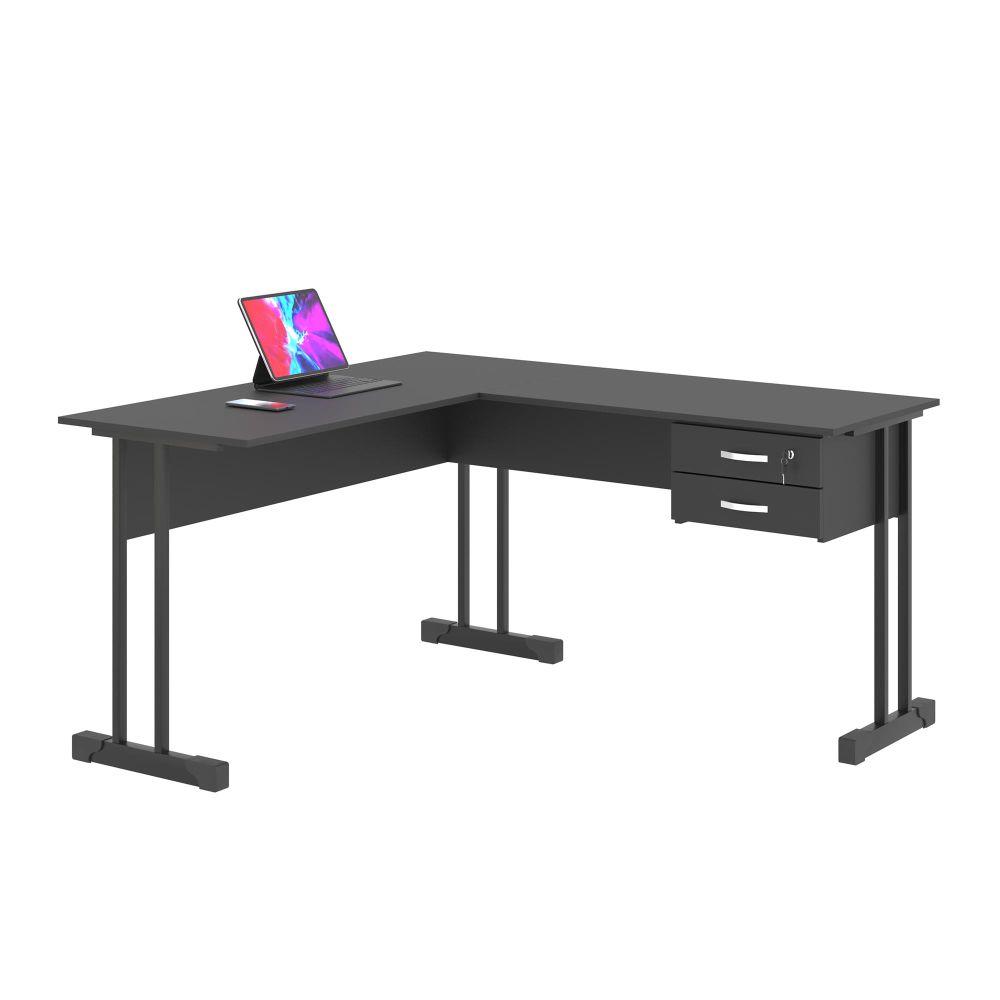 Escrivaninha Para Computador L Com 2 Gavetas Range - Preto