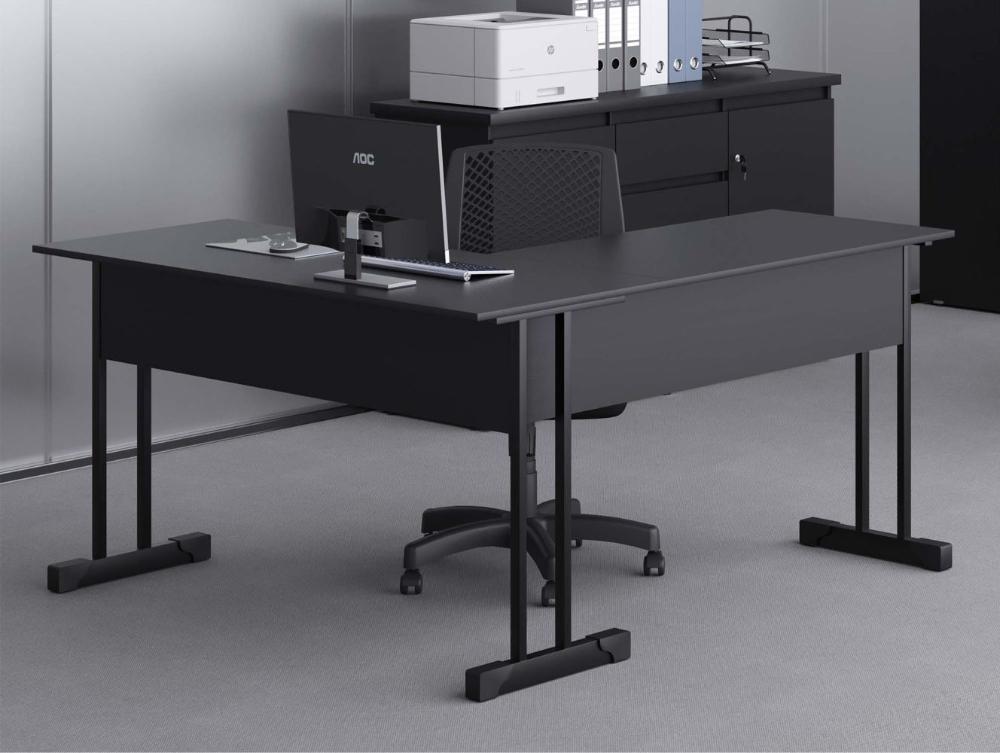 Escrivaninha Para Computador L Com 2 Gavetas Range - Preto