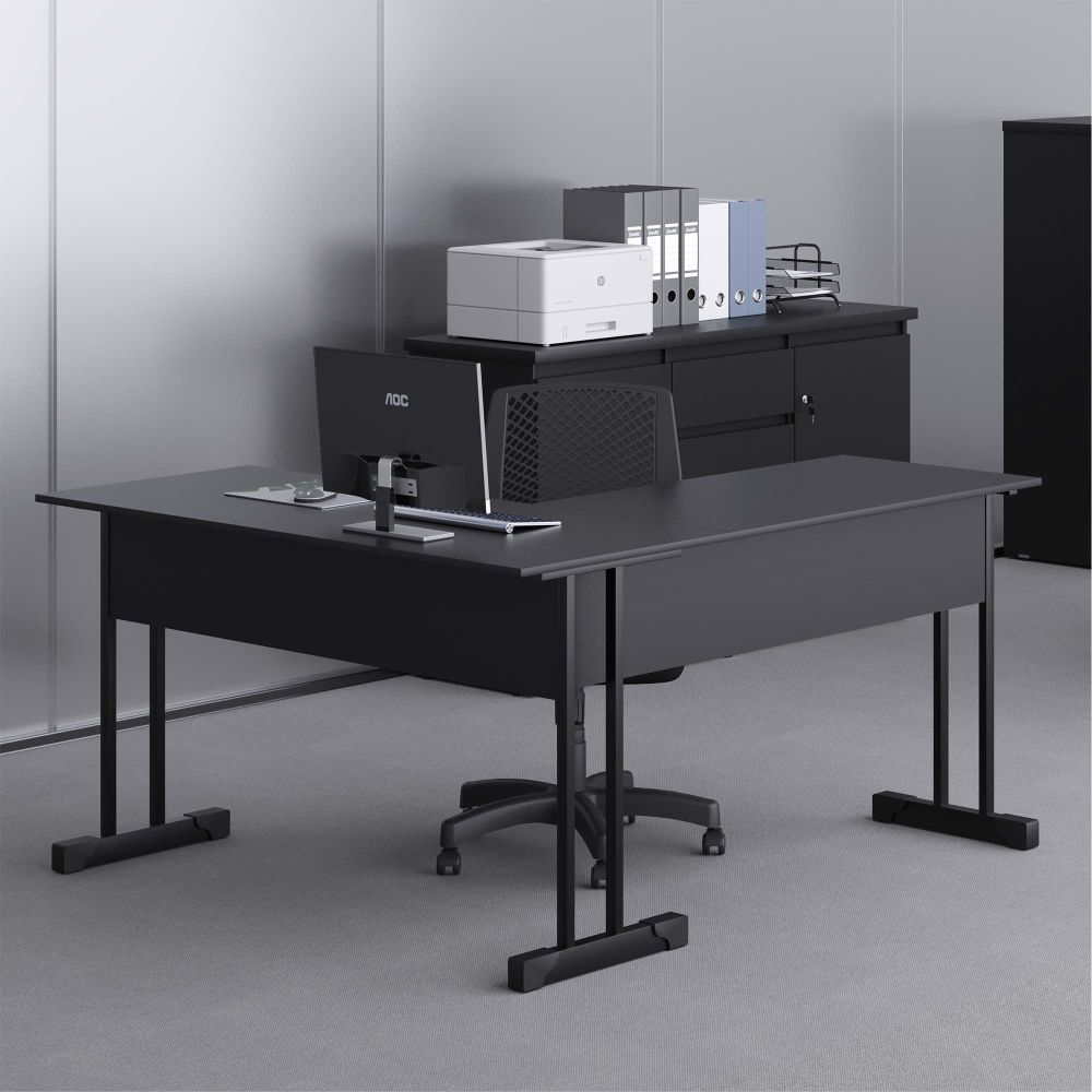 Escrivaninha Para Computador L Com 2 Gavetas Range - Preto