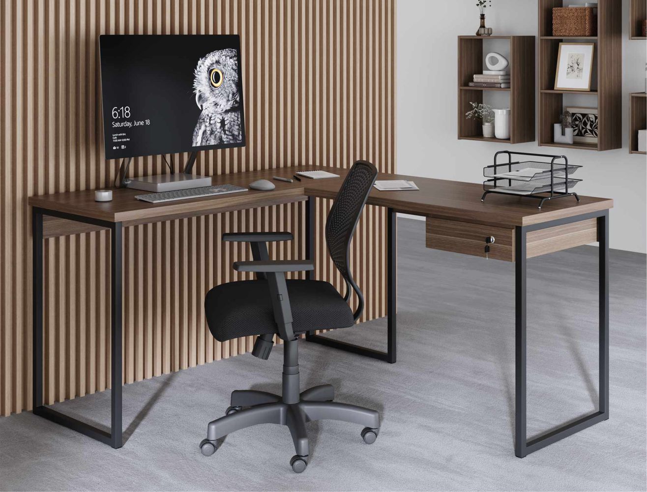 Escrivaninha em L 1 Gavetas Folix Afarra