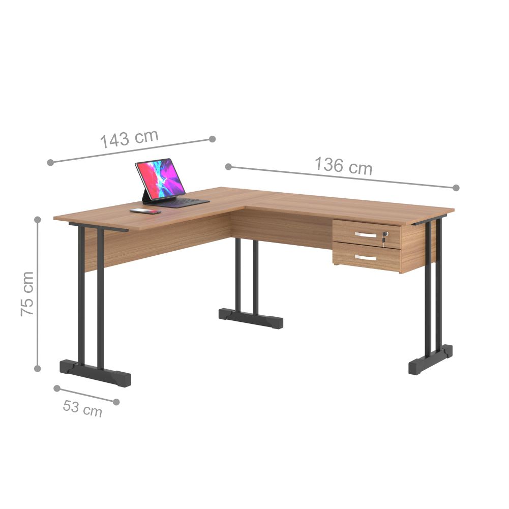 Escrivaninha para Compuatdor L com 2 Gavetas Range Montana