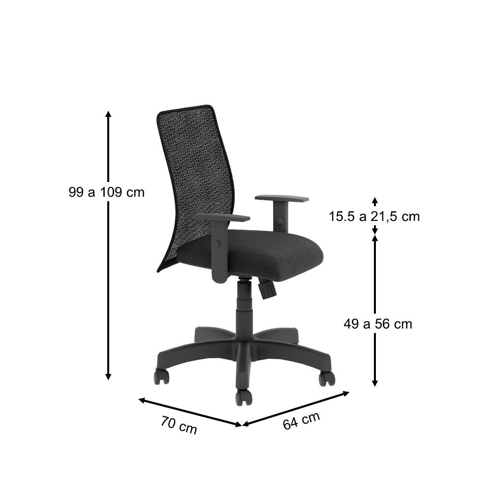 Jogo Cadeira Inclinável e Mesa L Com Gaveteiro Preto Onix