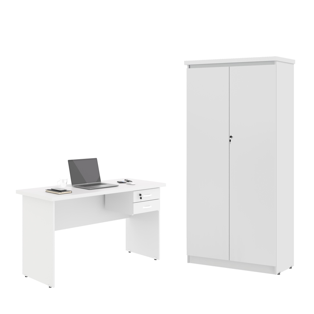 Jogo de Escritório com Mesa 120 Moema Branco