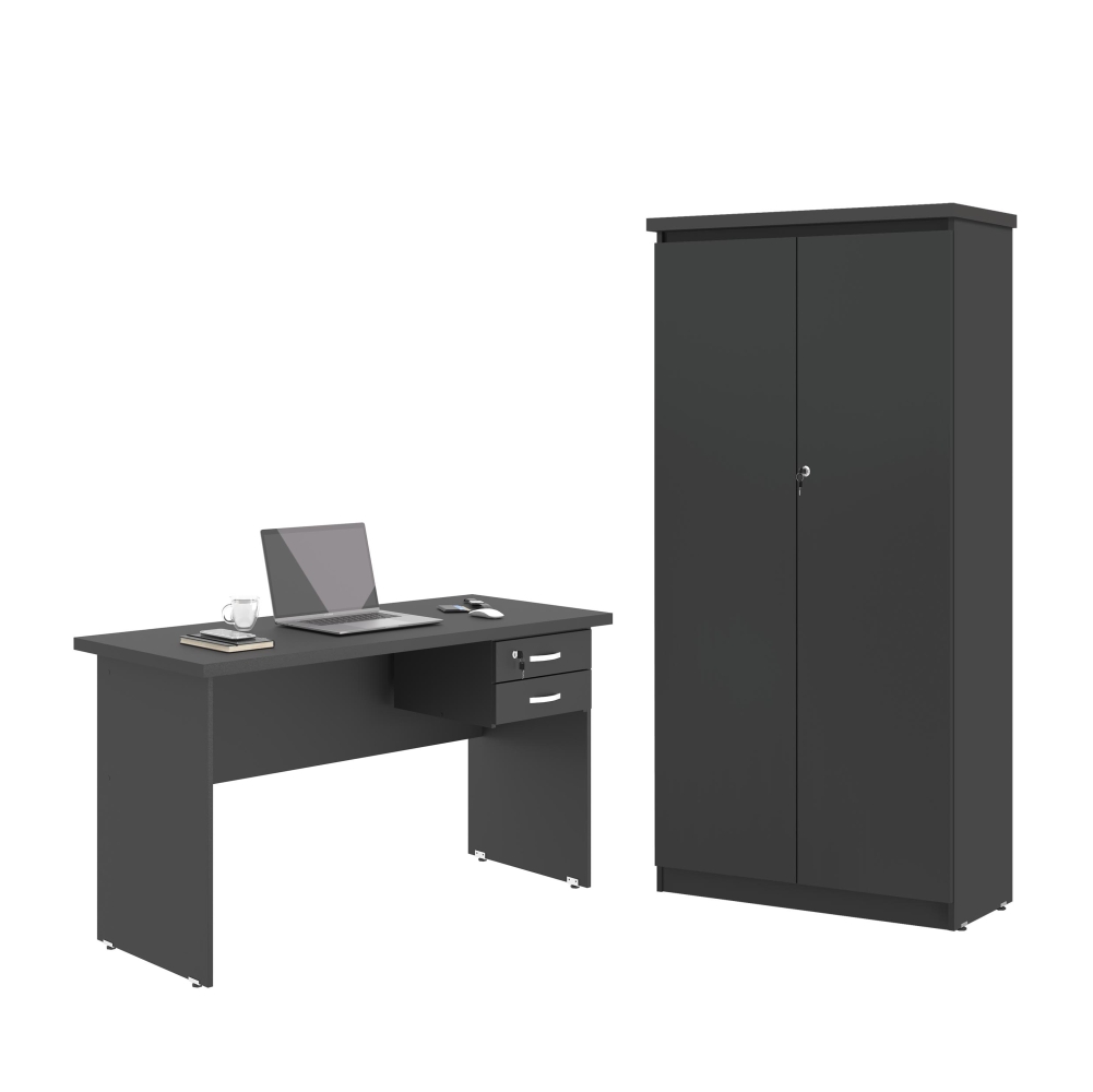 Jogo de Escritório com Mesa 120 Moema Preto Onix