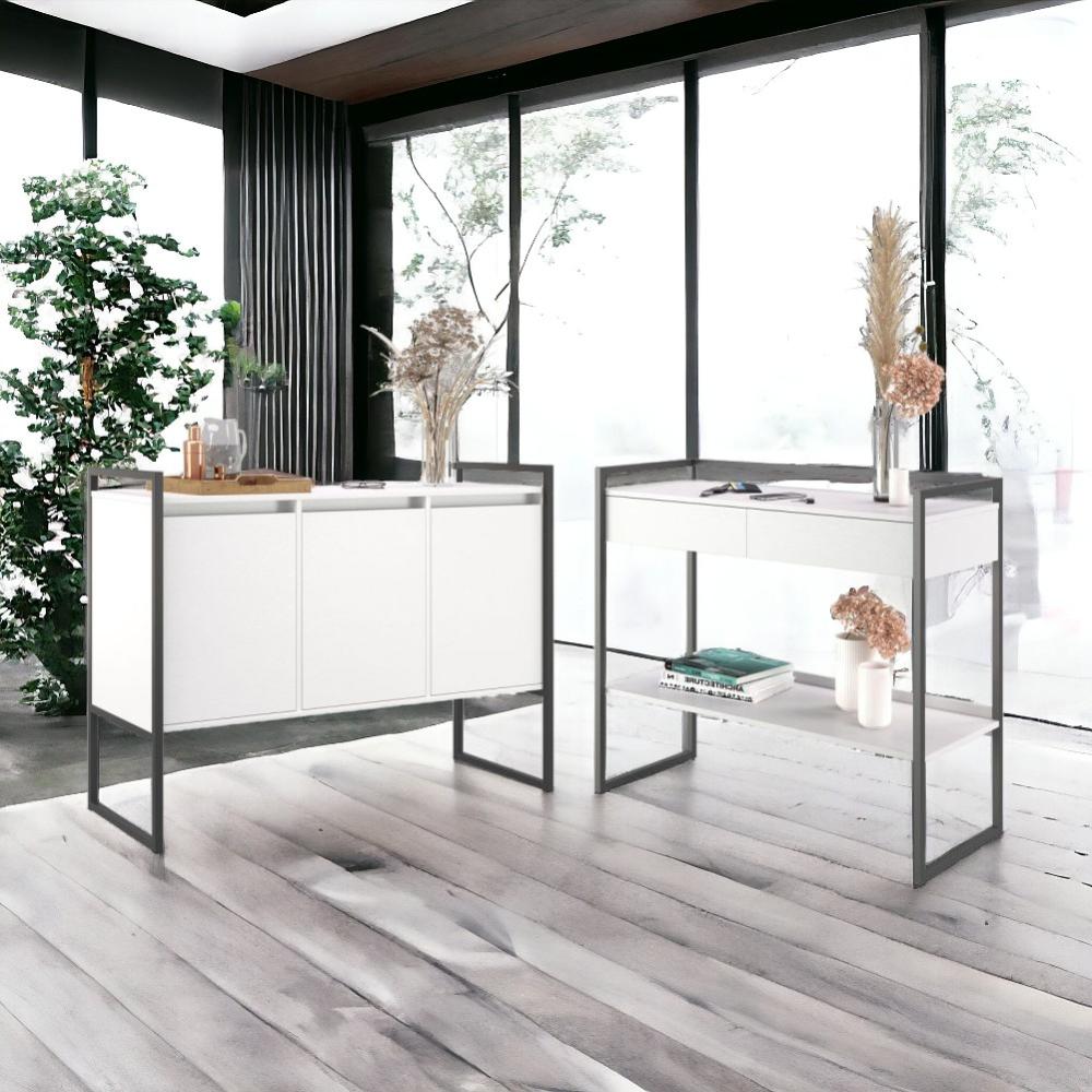 Kit Buffet E Aparador Industral Plis - Branco