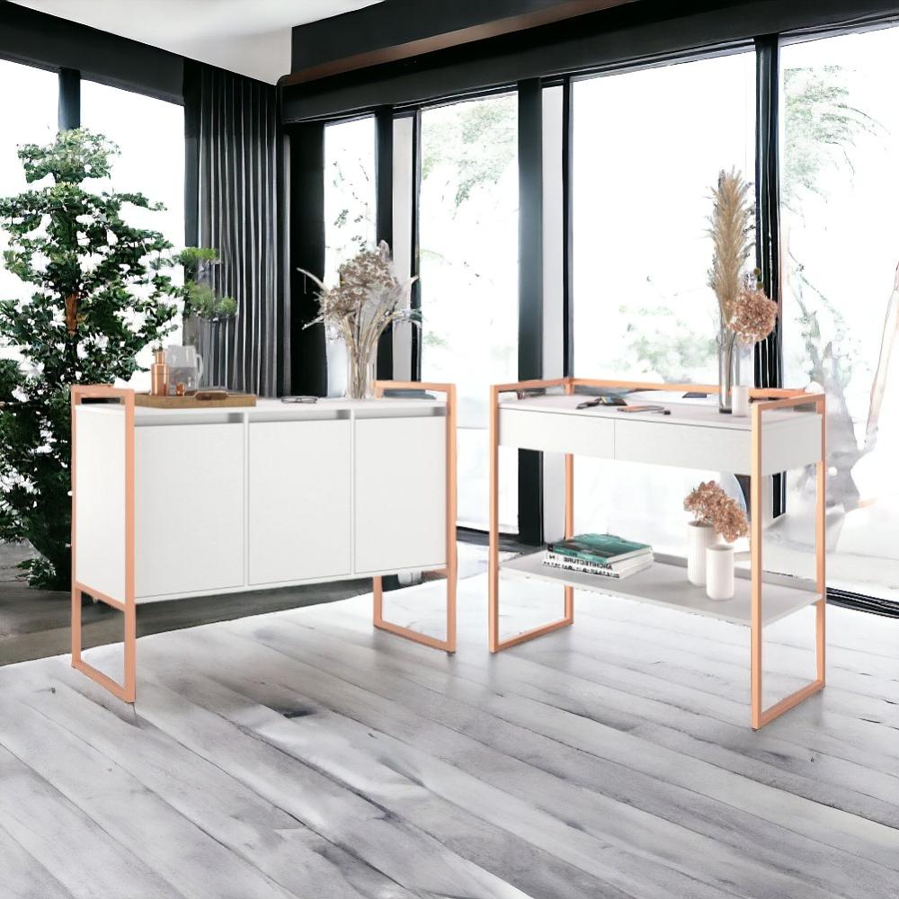 Kit Buffet E Aparador Industral Plis - Branco e cobre