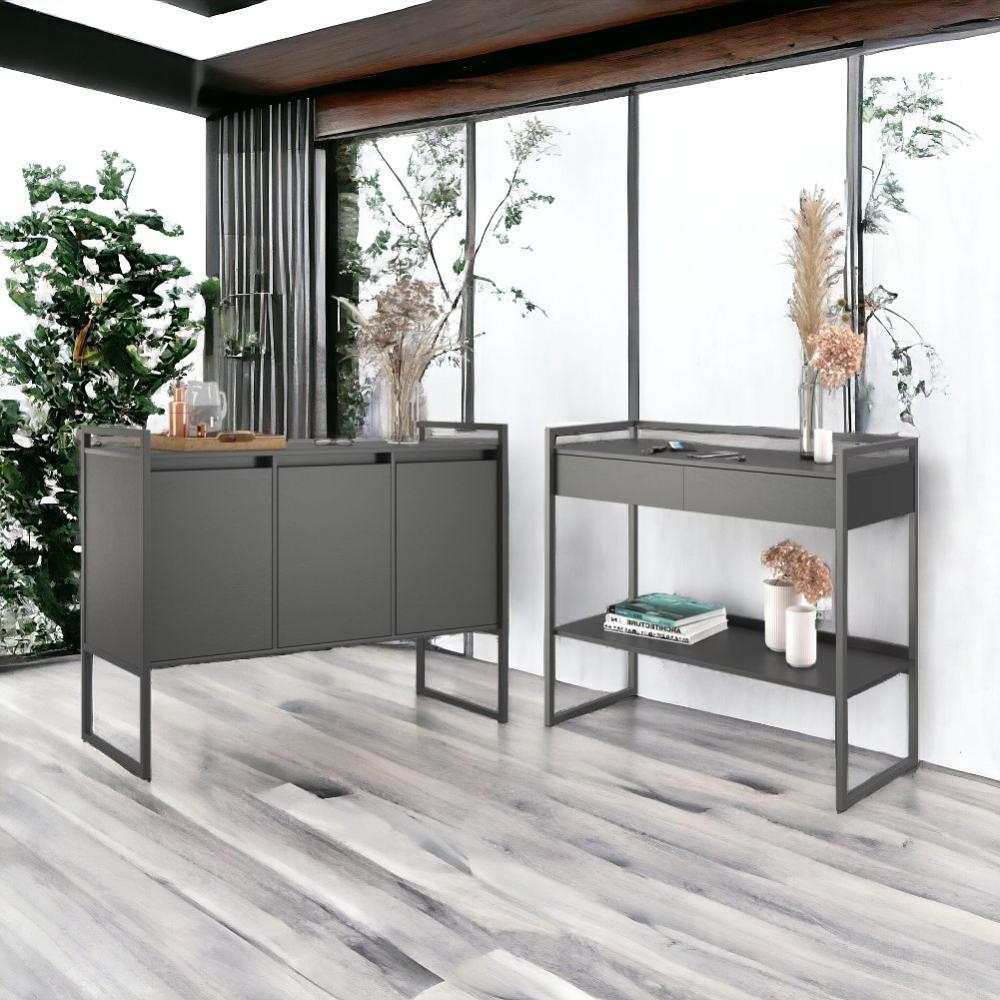 Kit Buffet E Aparador Industral Plis - Preto