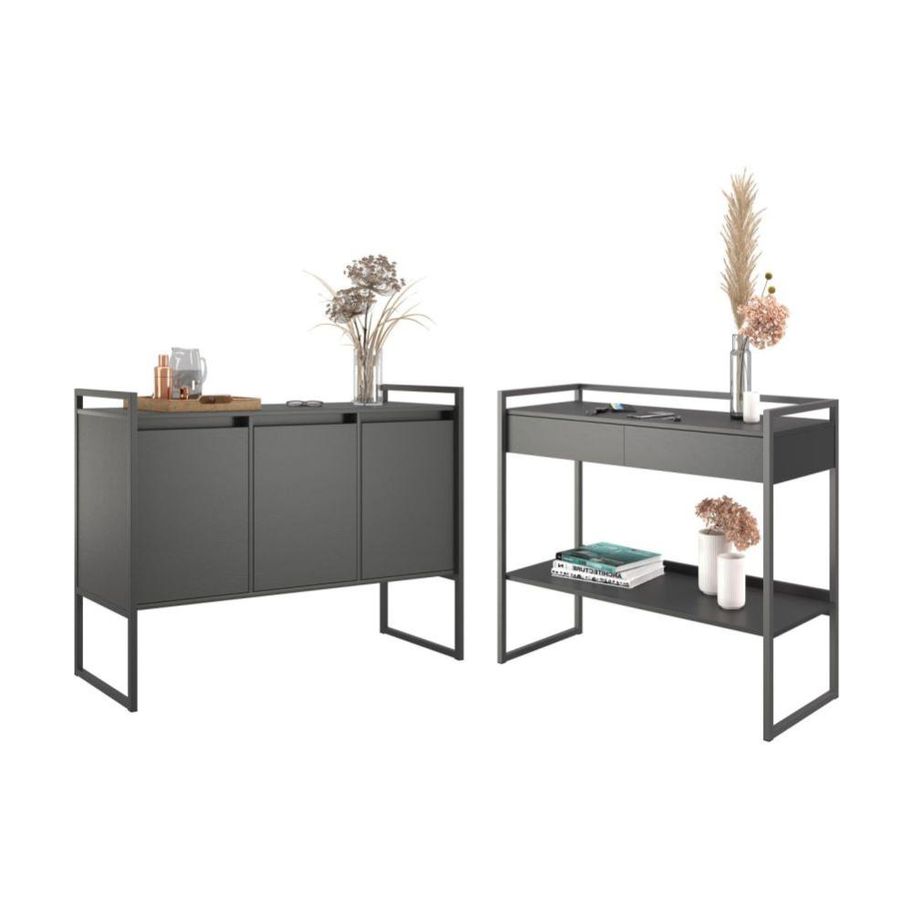 Kit Buffet e Aparador Industral Plis Onix