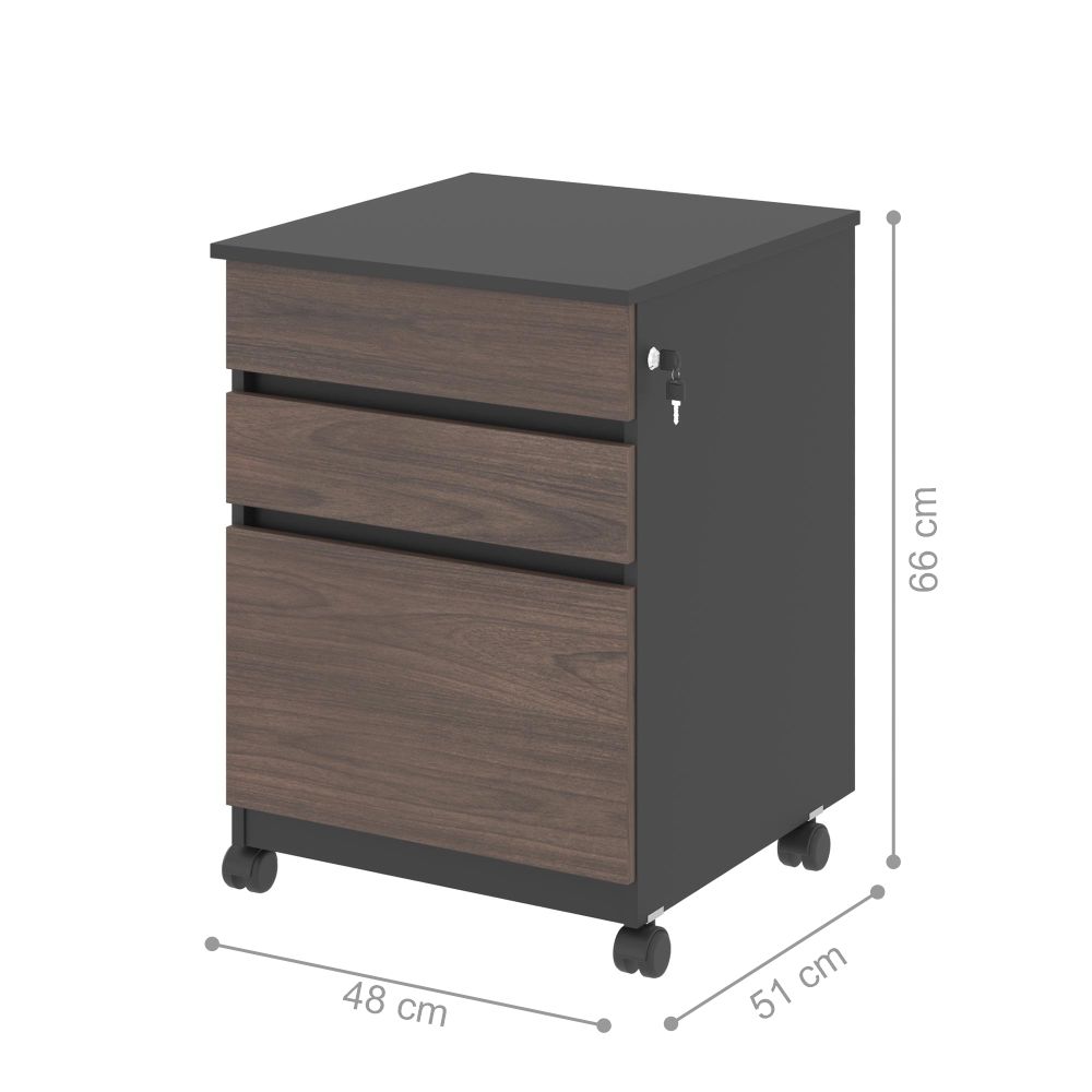 Mesa 1200 com Gaveteiro Formosa Freijo Preto
