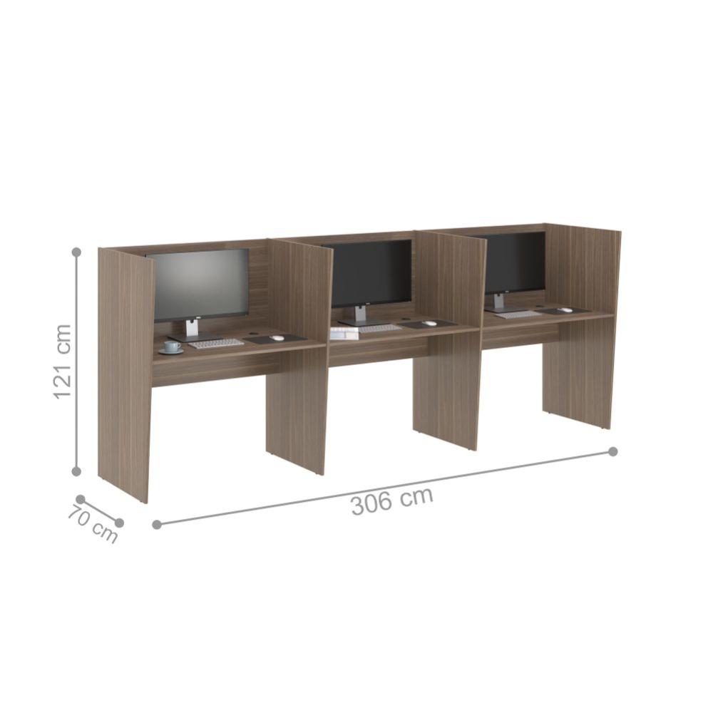 Mesa De Trabalho Call Center 3 Lugares Tripla Fechada - Affara