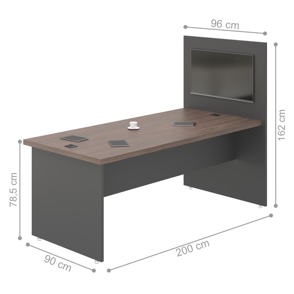 Mesa com Painel Clat Freijo Preto