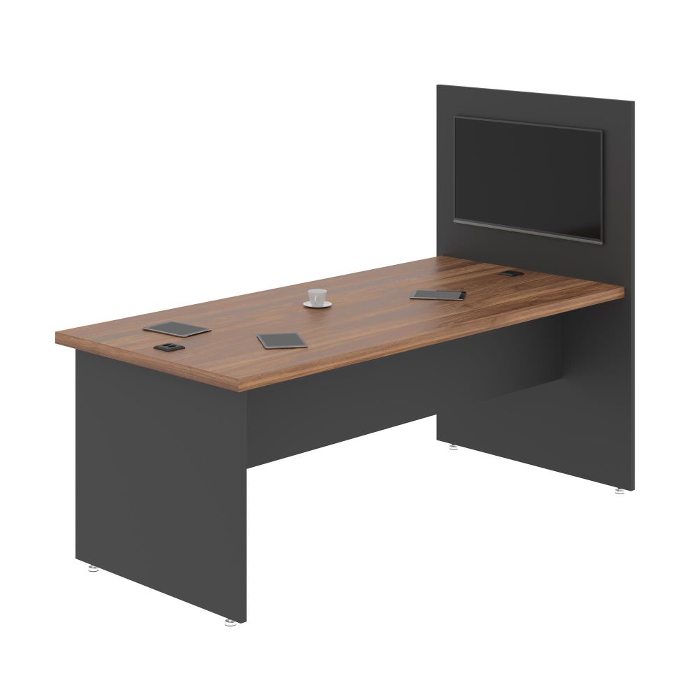 Mesa com Painel Clat Noce Preto