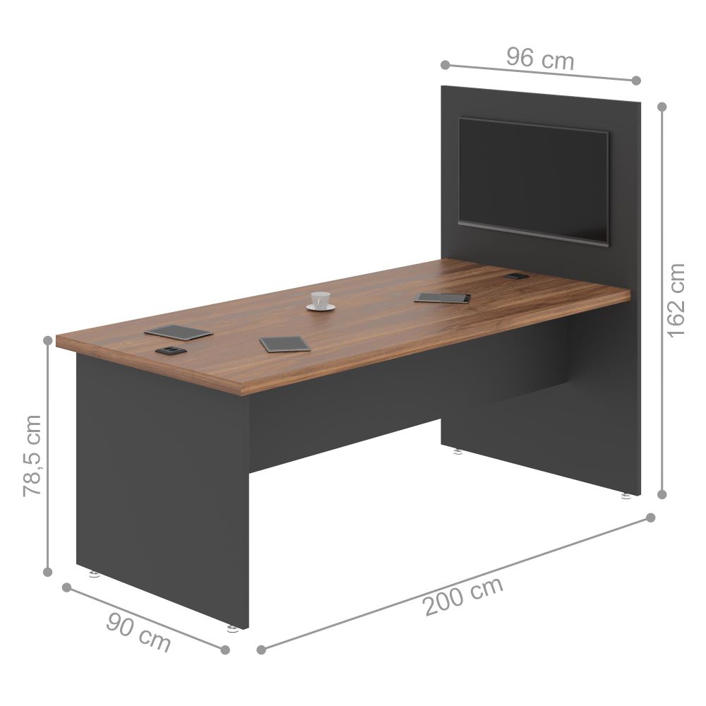 Mesa com Painel Clat Noce Preto