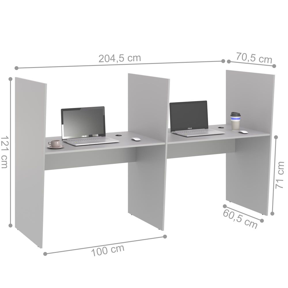 Mesa de Atendimento 2 Lugar Roma Cinza