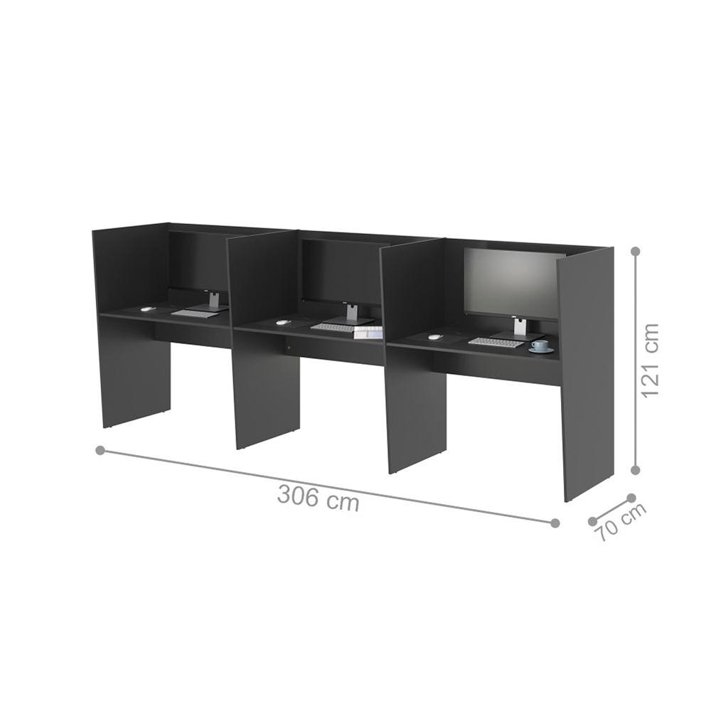 Mesa de Atendimento Escritório Call Center 3 Lugares