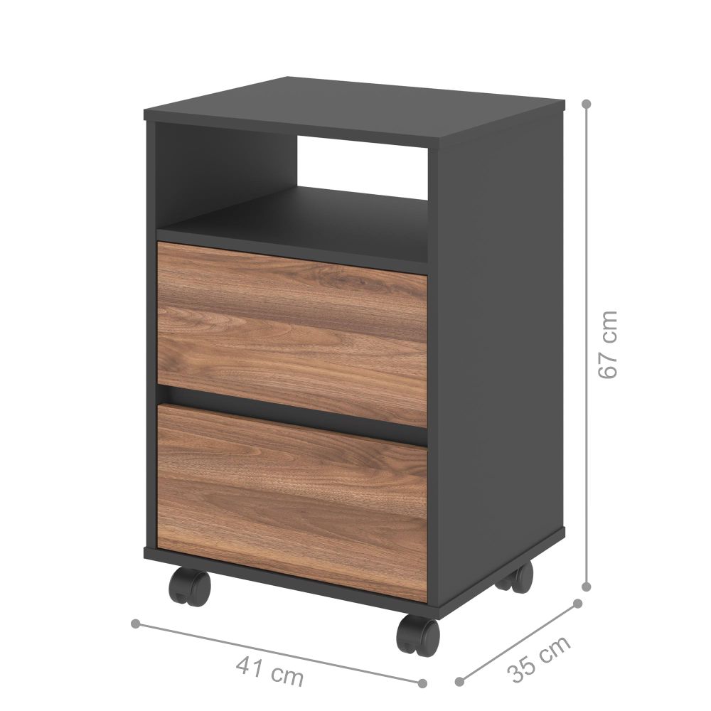 Mesa de Cabeceira com Rodízios Nadi Noce Preto
